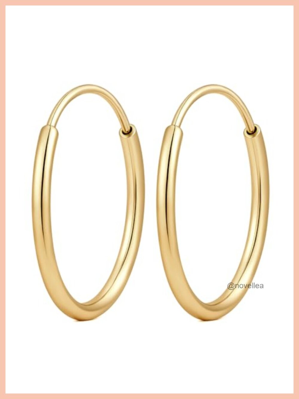 Gold Plated Hoop Earrings for Women 14K Polished Circle 1.5mm